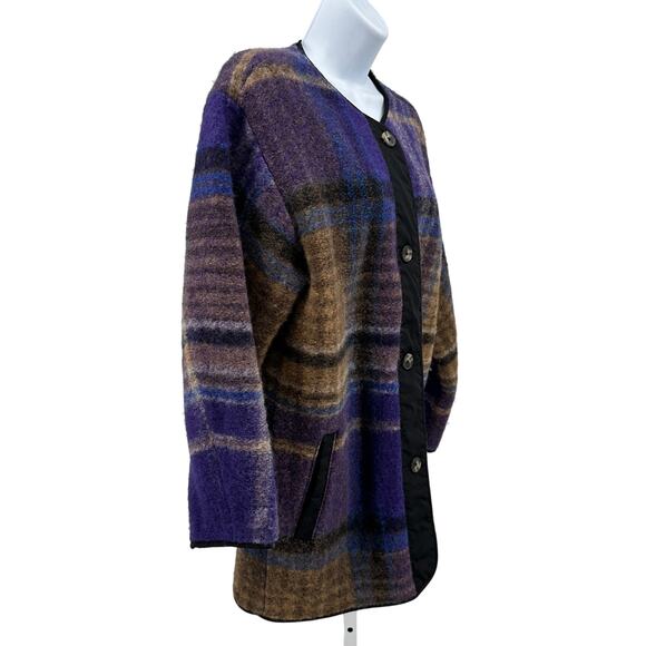 Aritzia Wilfred Free Plaid River Jacket Womens XS Purple Brown Check Button Down - Picture 5 of 13